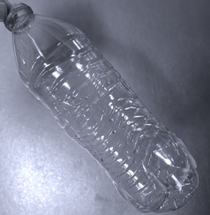 Diagonal bottle with water drawn in it