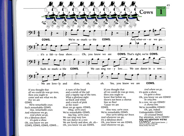 sheet music page for Cows