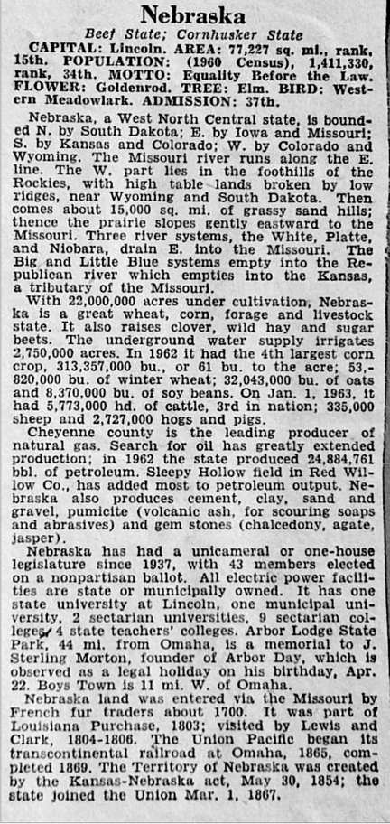 Nebraska almanac entry