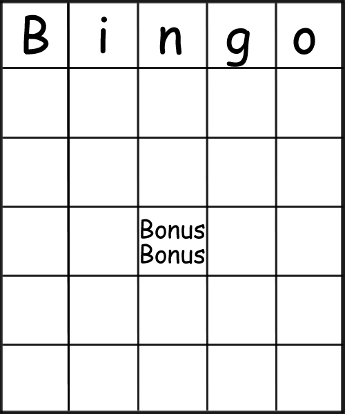 Blank bingo card