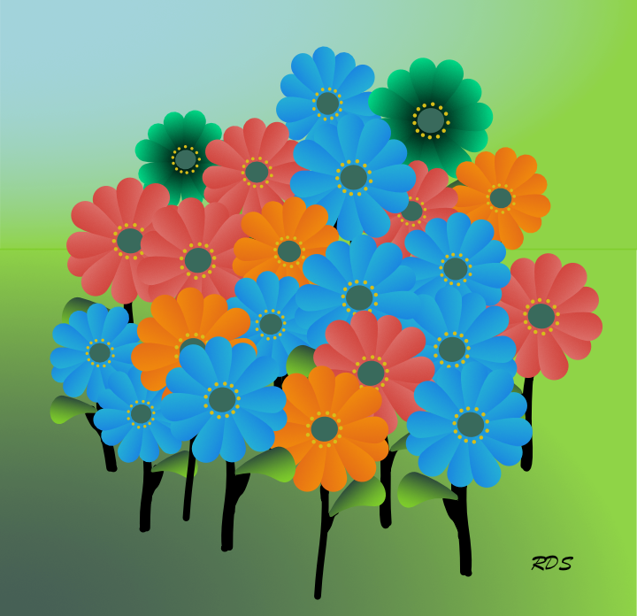 Click for larger Group of flowers with four types