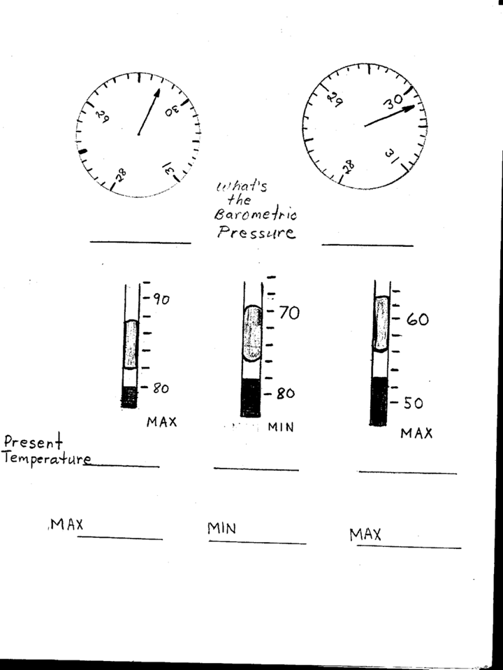 Thermometer Barometer reading quiz