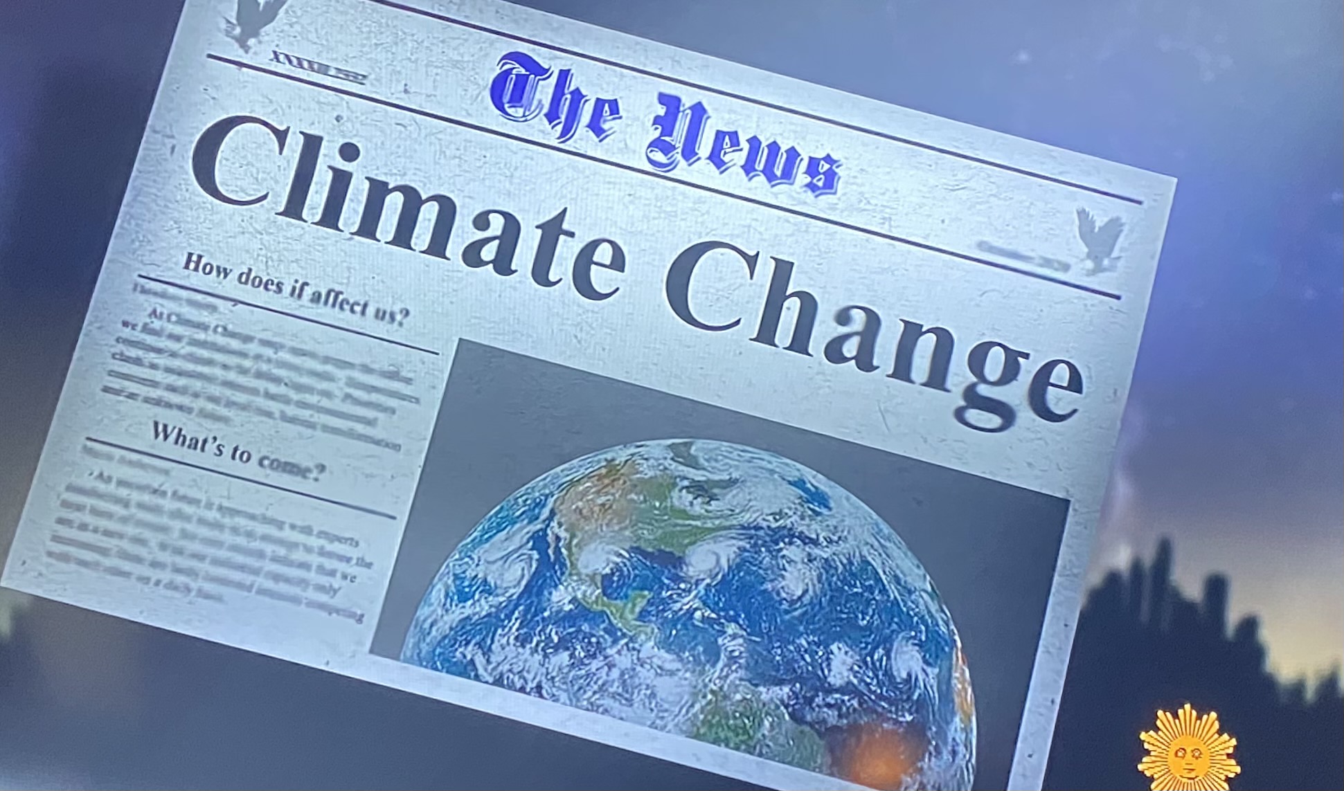 Climate change newspaper headline