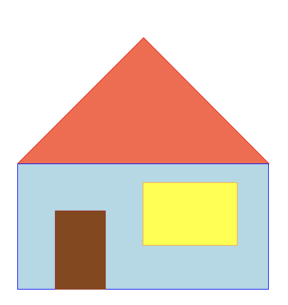 House with door and window