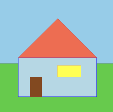 House with sky and grass