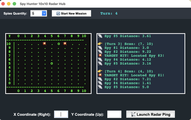 Spies game with radar plus