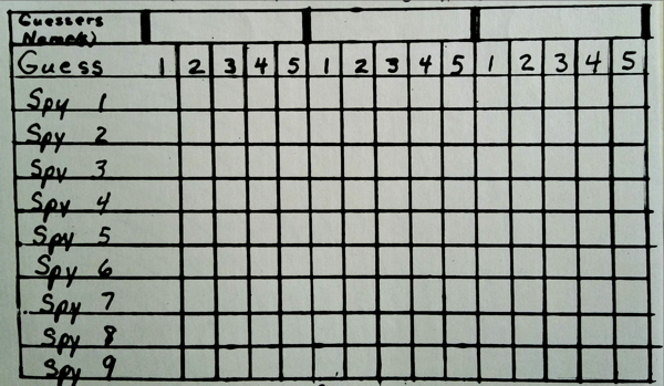 Guesses worksheet